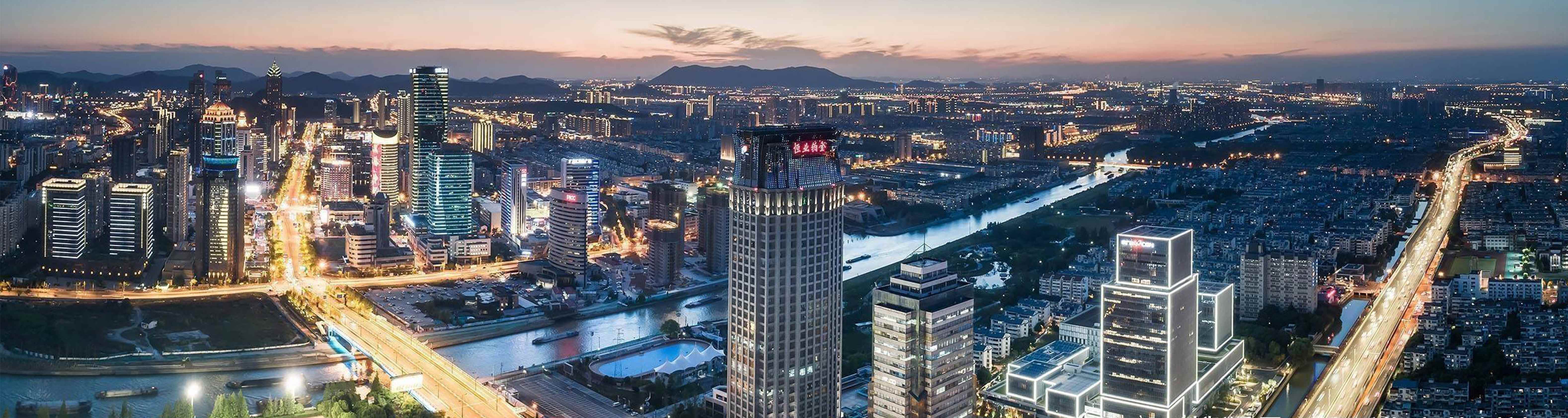 City panorama at dusk